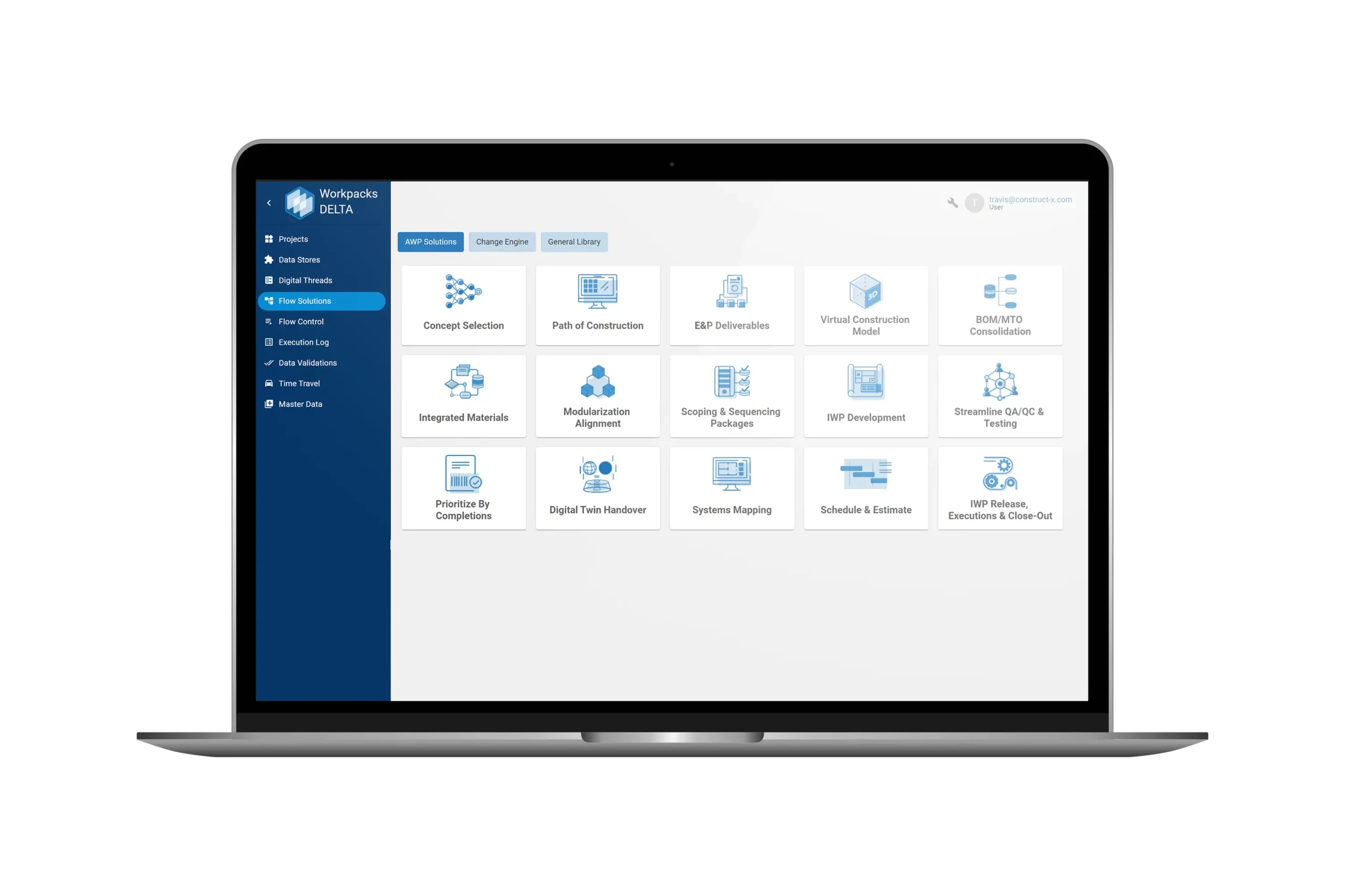 WorkPacks Delta Dashboard on Laptop Mockup